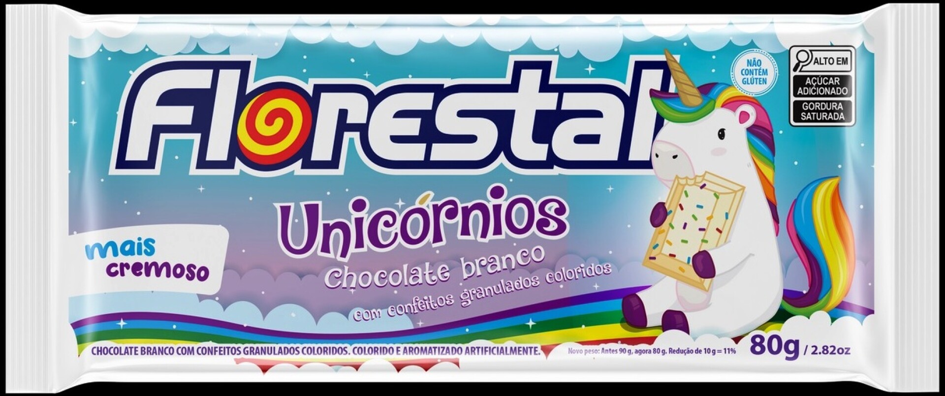 TABLETA CHOCOLATE FLORESTAL 80G UNICORNIO 