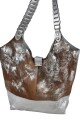 Tote bag de cuero Plateado con marrón