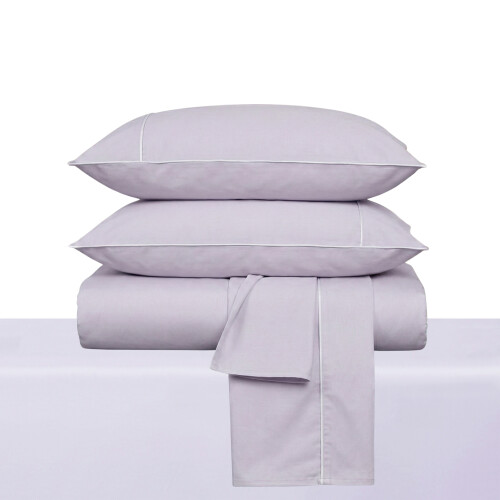 Juego de Sabana Queen Finezza 400 Hilos - Pilar Gris