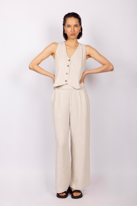 Pantalón Pericles Beige a rayas