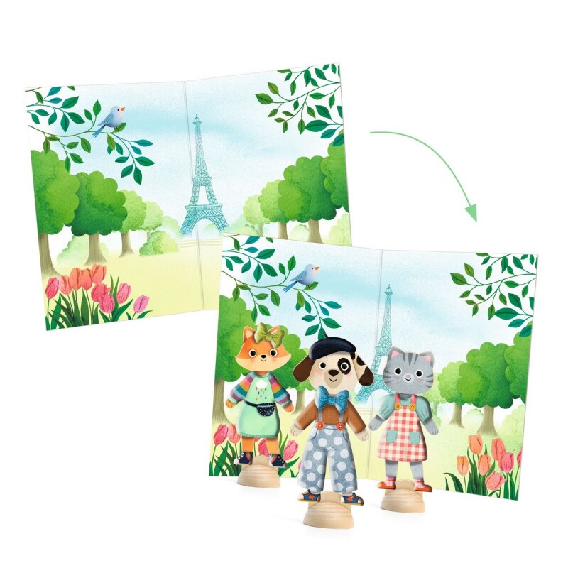 Hola, Paris, juego de pegotines para vestir Djeco Hola, Paris, juego de pegotines para vestir Djeco