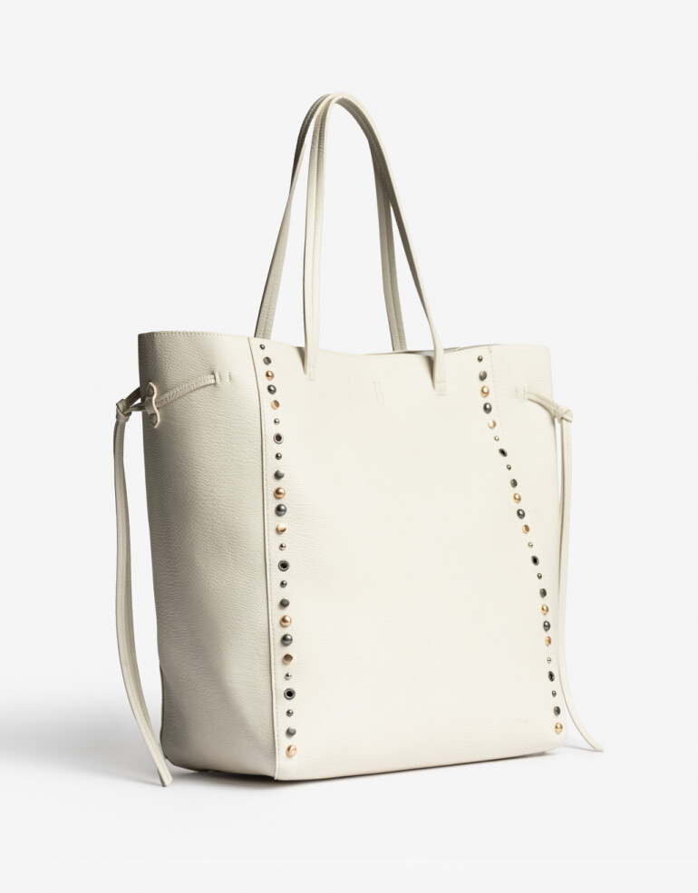 Shopper Cartera Shopper Con Tachas - Blanco Crudo