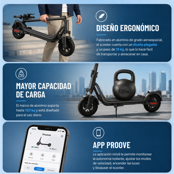Monopatin Proove X City Pulse 350w MONOPATIN PROOVE XCITY PULSE NEGRO/AZUL