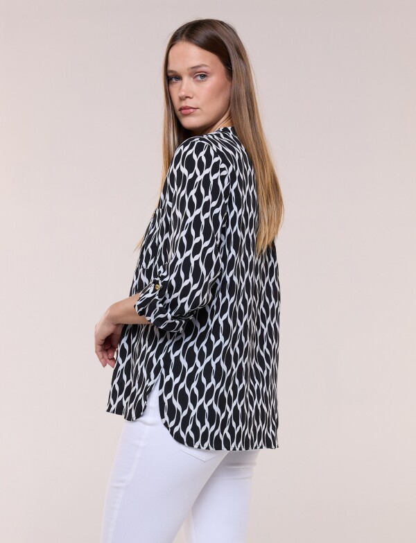 Camisa Detalle Botones Printed NEGRO/BLANCO