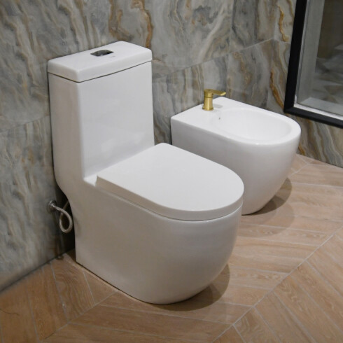 Inodoro Con Mochila Y Tapa Cierre Suave, Una Pieza,Aqualia Linea Bridal Descarga 25 Cm. 000