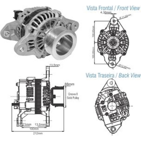 ALTERNADOR VOLVO B12 FH12 99/ 24V 100A MITSUBISHI ZM ALTERNADOR VOLVO B12 FH12 99/ 24V 100A MITSUBISHI ZM