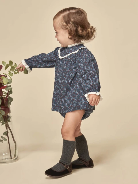 Vestido Estampado Azul Medio Oscuro