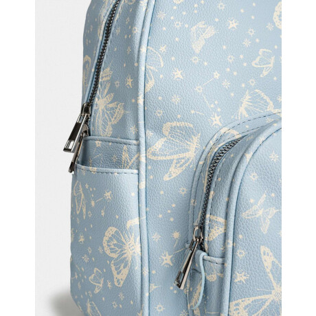 Mochila Cuerina Mariposas Azul Celeste