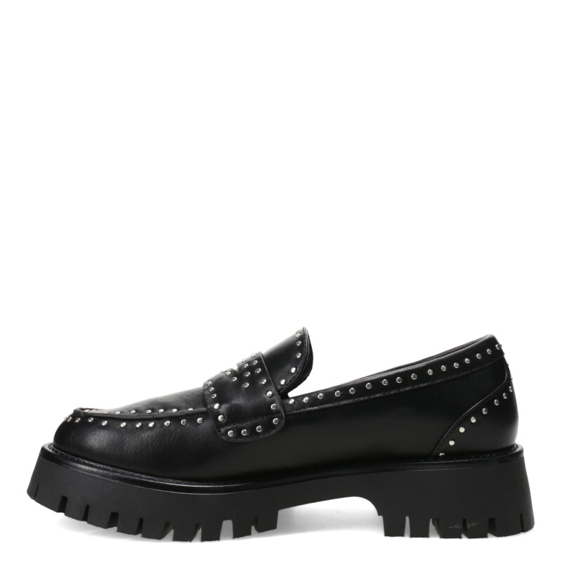 Zapato de Mujer Miss Carol mocasin KANU con tachas Negro - Plateado