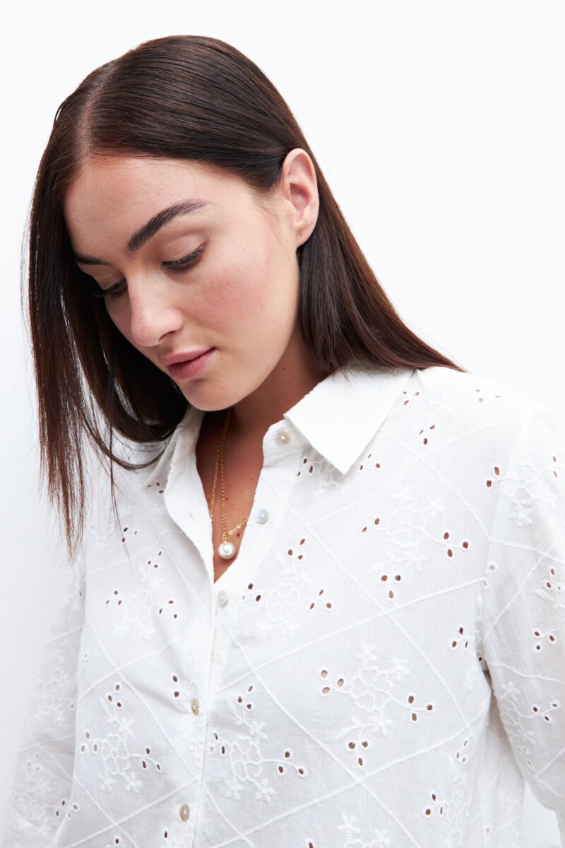Camisa de broderie blanco