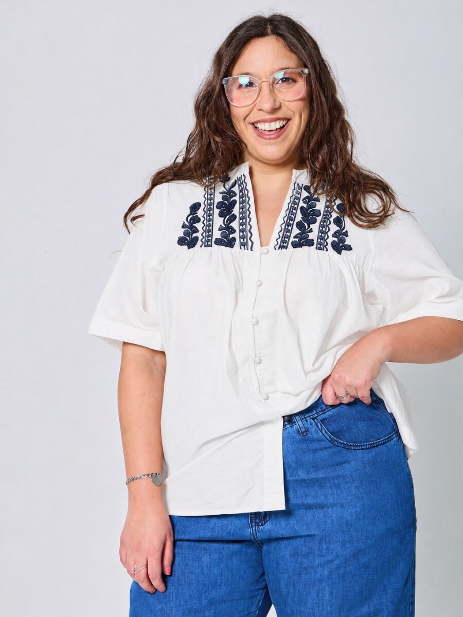 Blusa Yanina Blanco/Azul