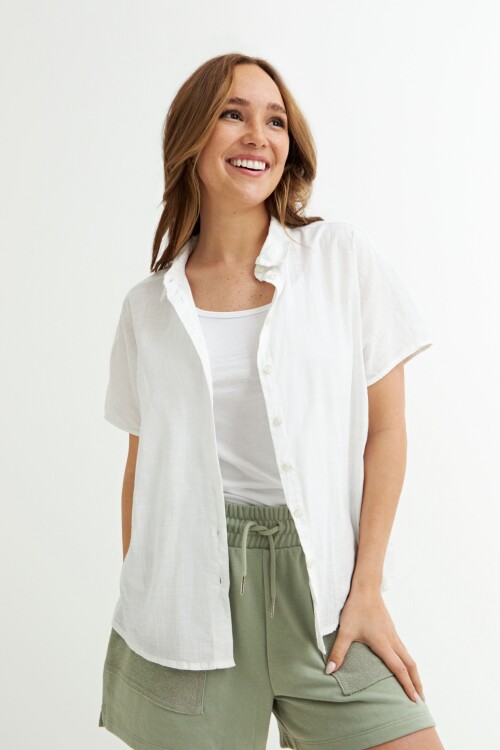 Camisa sin mangas lino BLANCO