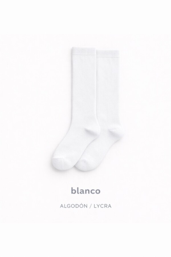 Calcetín alto liso blanco Blanco