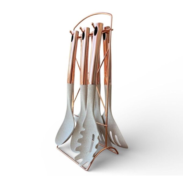 SET UTENSILIOS DE COCINA ROSA GOLD/BLANCO - 6 PIEZAS SET UTENSILIOS DE COCINA ROSA GOLD/BLANCO - 6 PIEZAS