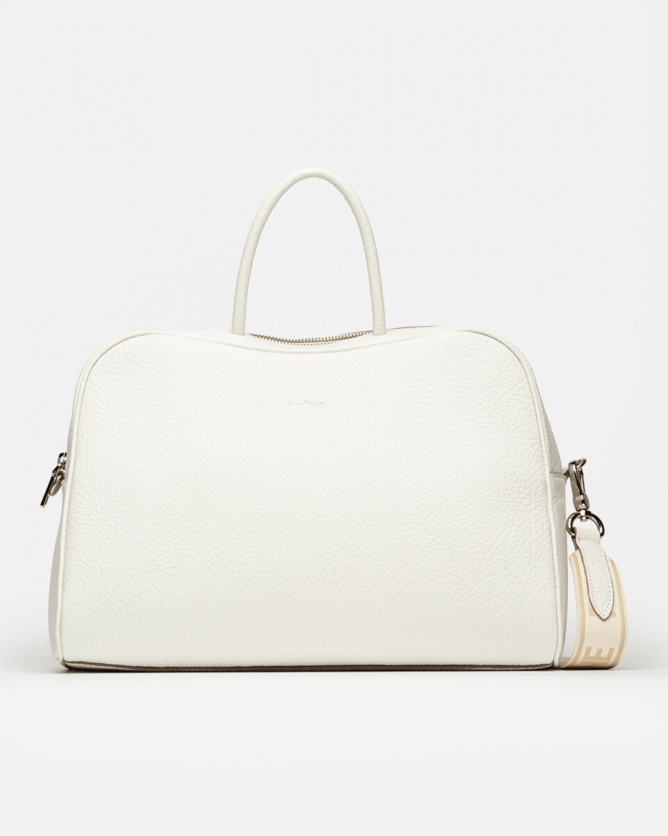 Cartera de mano The Club en cuero graneado - Blanco 