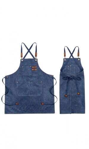 DELANTAL C/ BOLSILLOS CANVAS AZUL