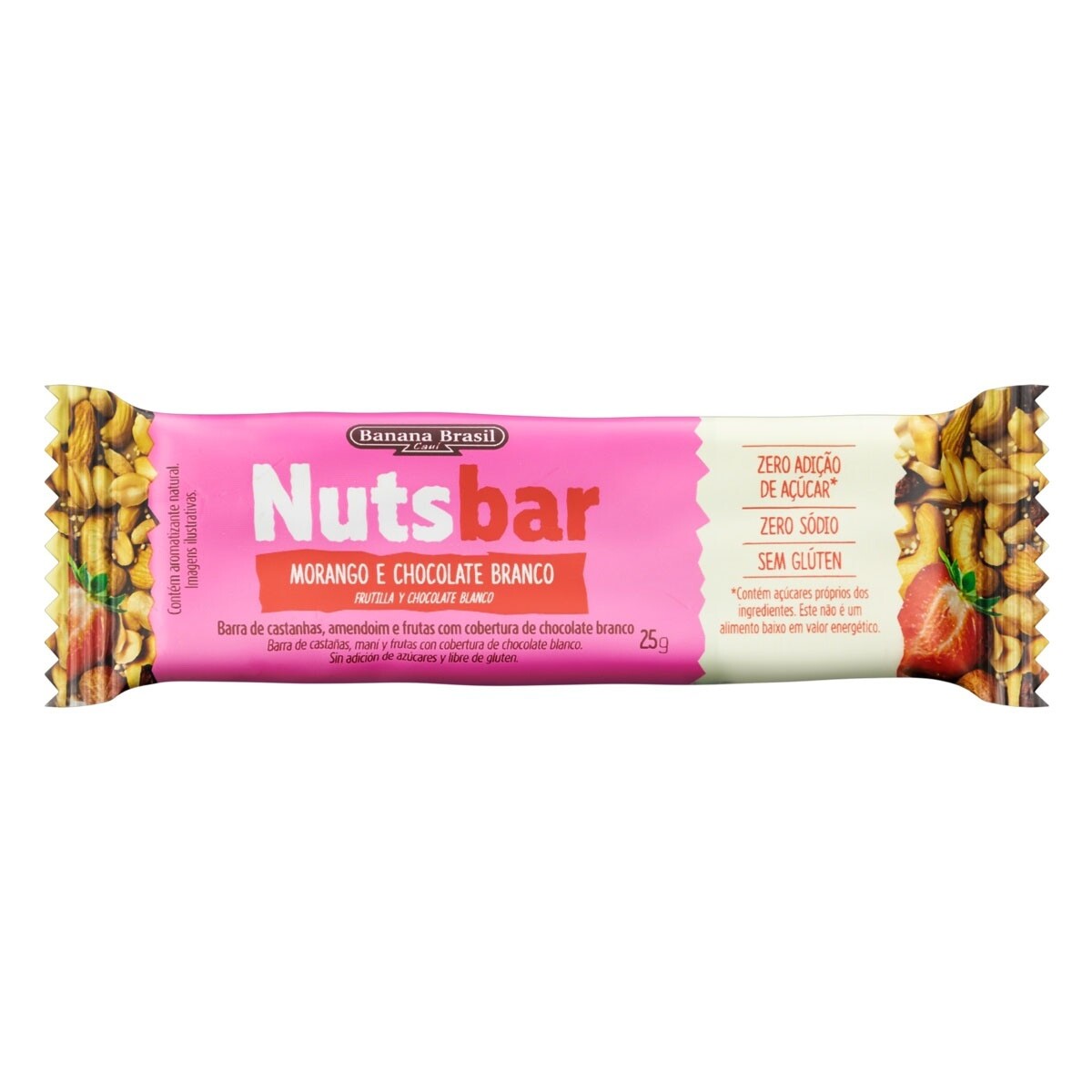 Barrita De Frutilla Y Chocolate Blanco Nuts Bar 25g 