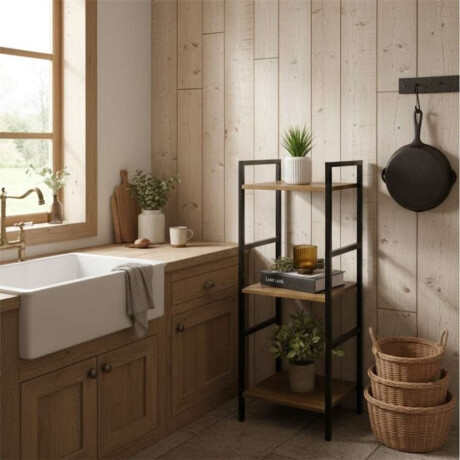 Estanteria 3 Niveles 295X24X80Cm Madera Y Metal