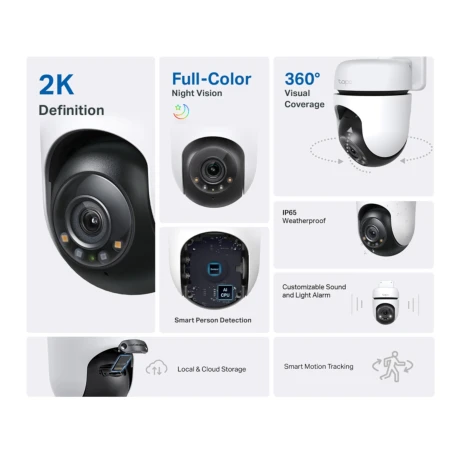 Cámara De Seguridad Tp-Link Tapo C510w Exterior Visión Nocturna 2K 360° 001