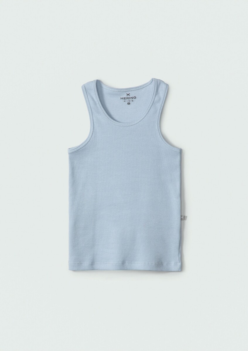 MUSCULOSA BÁSICA INFANTIL EN TELA CANALADA - CELESTE 
