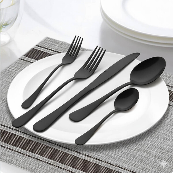Juego de 24 Cubiertos De Acero Inoxidable Cocina Imback Negro Juego de 24 Cubiertos De Acero Inoxidable Cocina Imback Negro