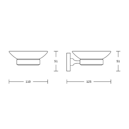 JABONERA CON PLATO VIDRIO METAL LINEA CR CROMO MATE CROMO