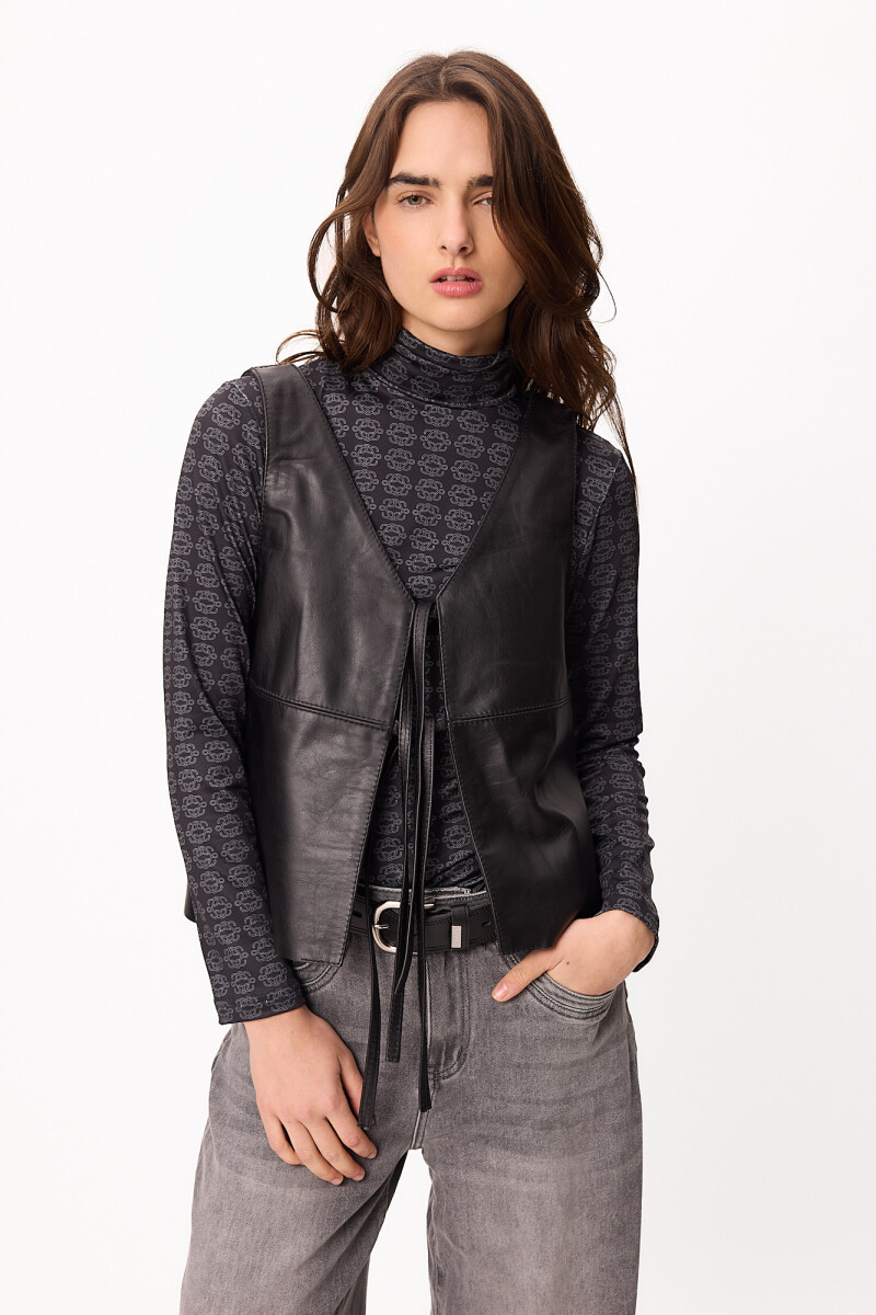 Chaleco Leather Dual Negro