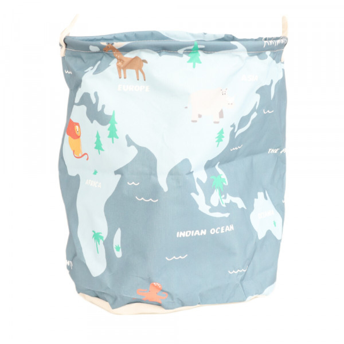 Cesto tela organizador - mapa animales azul 