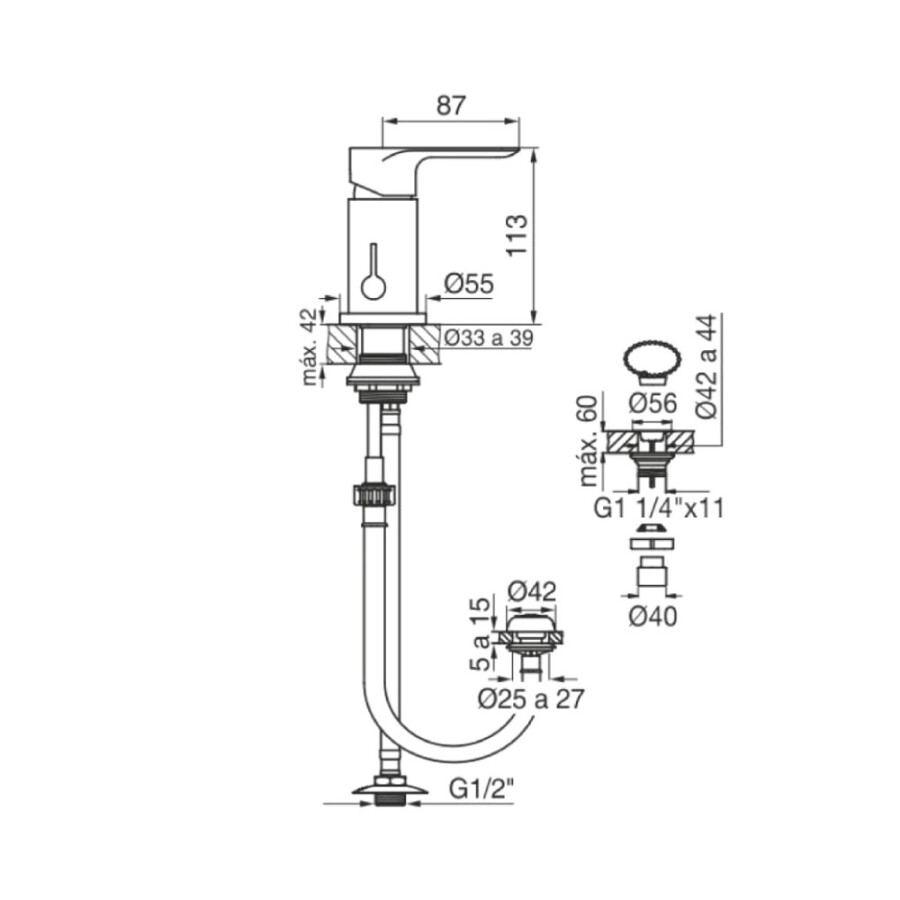 Grifería para Bidet Monocomando con Transferencia Cromado Línea Coty Grifería para Bidet Monocomando con Transferencia Cromado Línea Coty