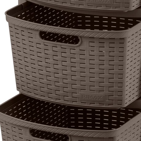 Cajonera Organizador Rimax Símil Rattan con 4 Cajones Altos Mocca
