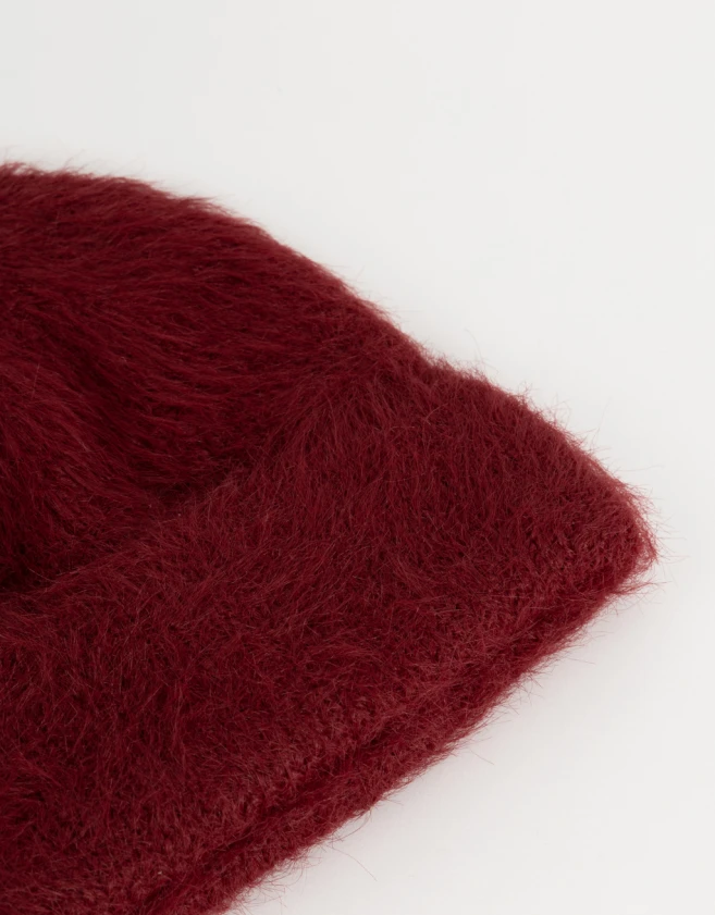 Gorro Romántico Gorro Efecto Peluche - Rojo Medio