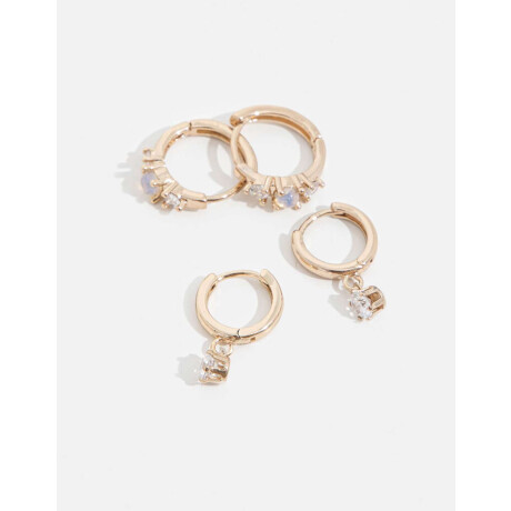 Set De Argollas Con Cubic Dorado