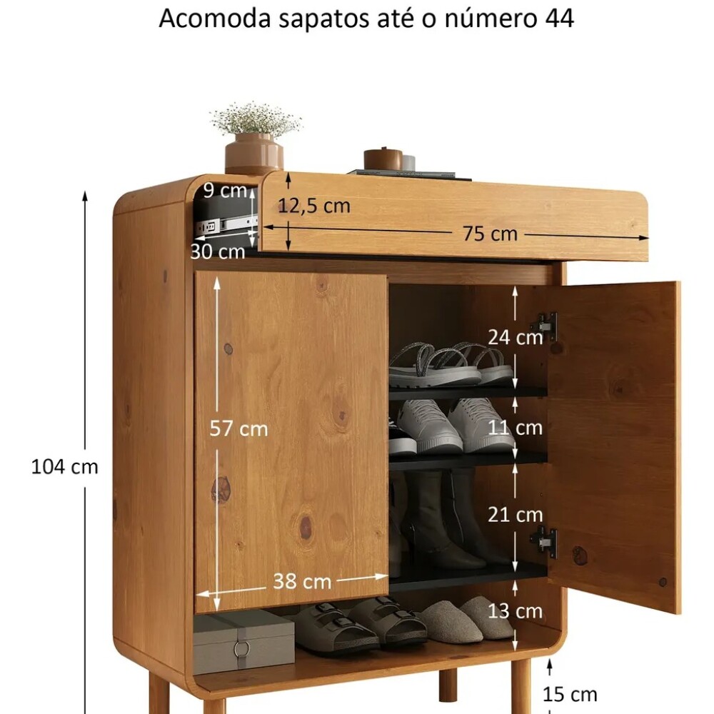 ZAPATERA 2 PUERTAS CON CAJÓN MADERA MACIZA DORMITORIO ZAPATERA 2 PUERTAS CON CAJÓN MADERA MACIZA DORMITORIO