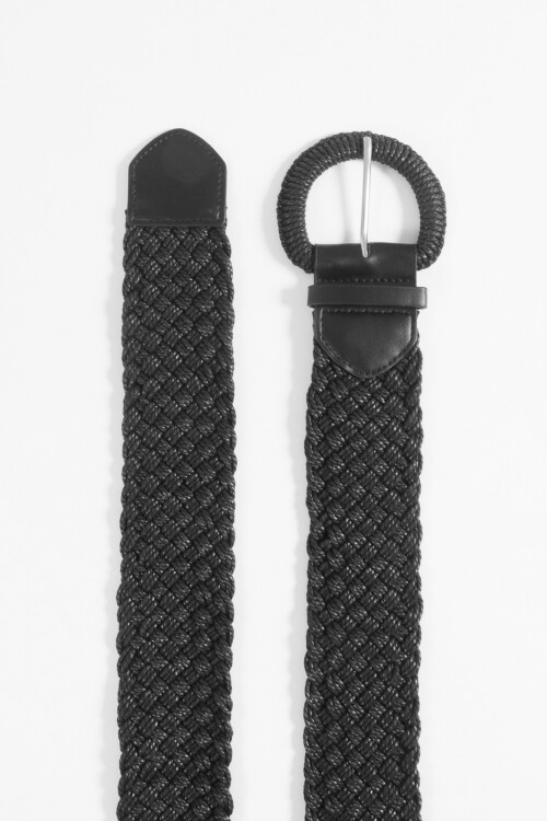 Cinturón elástico tipo rafia negro