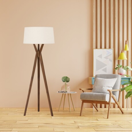 Luminaria de pie pantalla natural y madera E27 147cm Luminaria de pie pantalla natural y madera E27 147cm