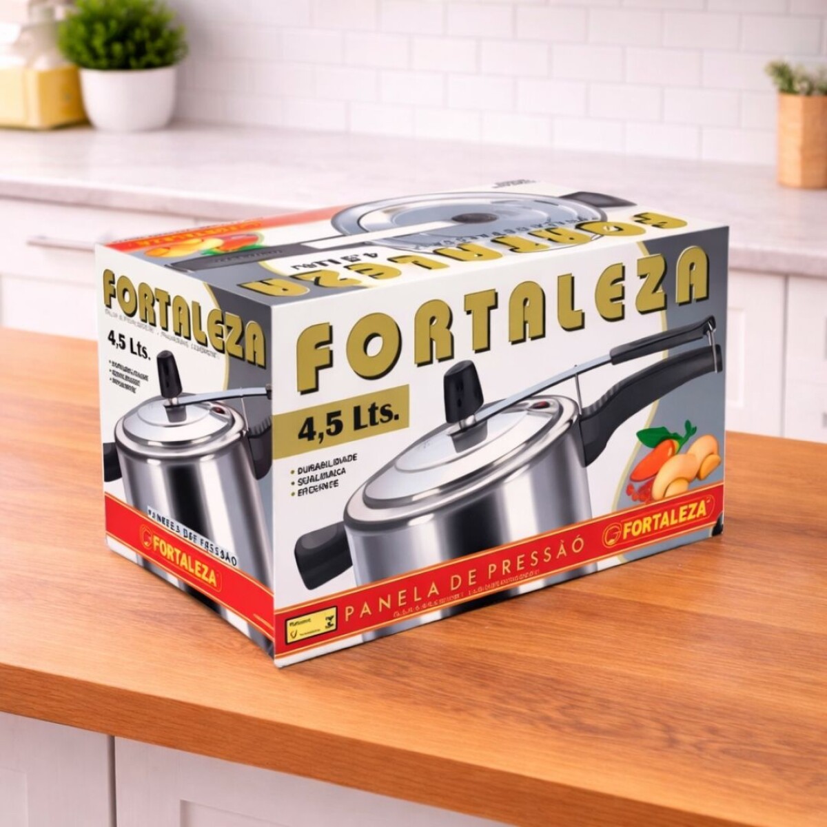 OLLA A PRESIÓN ALUMINIO FORTALEZA 4,5 LITROS - PLATA 