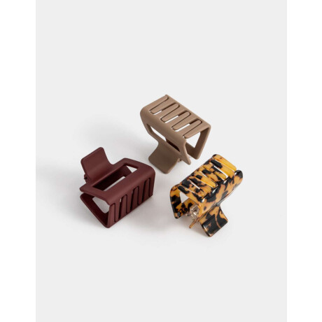 Set De Broches Carey Combinacion Tricolor