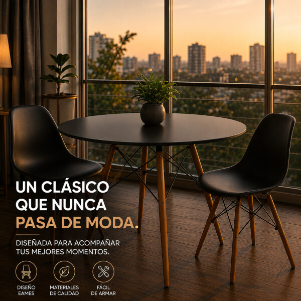 Mesa Comedor ComboHome Eames Redonda Laqueada 100Cm Premium Negro 1