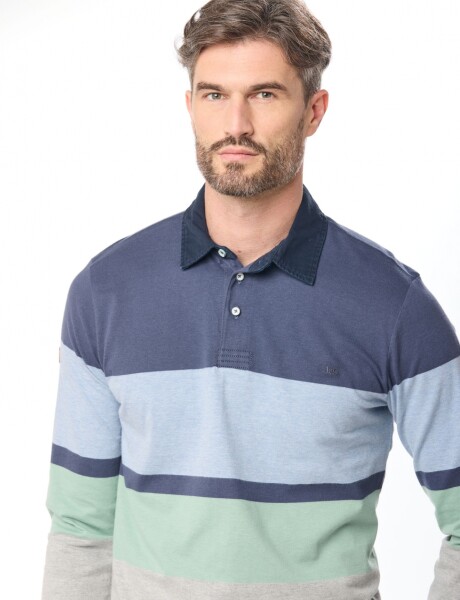 REMERA POLO RAYADA Azul