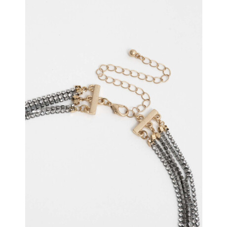 Collar Multilayer Con Dije Plateado Hematite