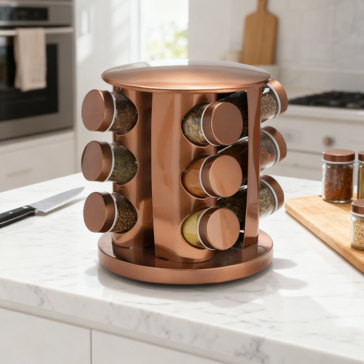 Especiero Giratorio con 12 Frascos Porta Condimentos Cocina Acero inoxidable Imback Color Cobre 