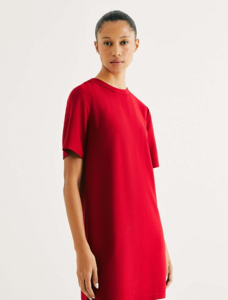 VESTIDO CORTO DE CREPÉ DE VISCOSA ROJO