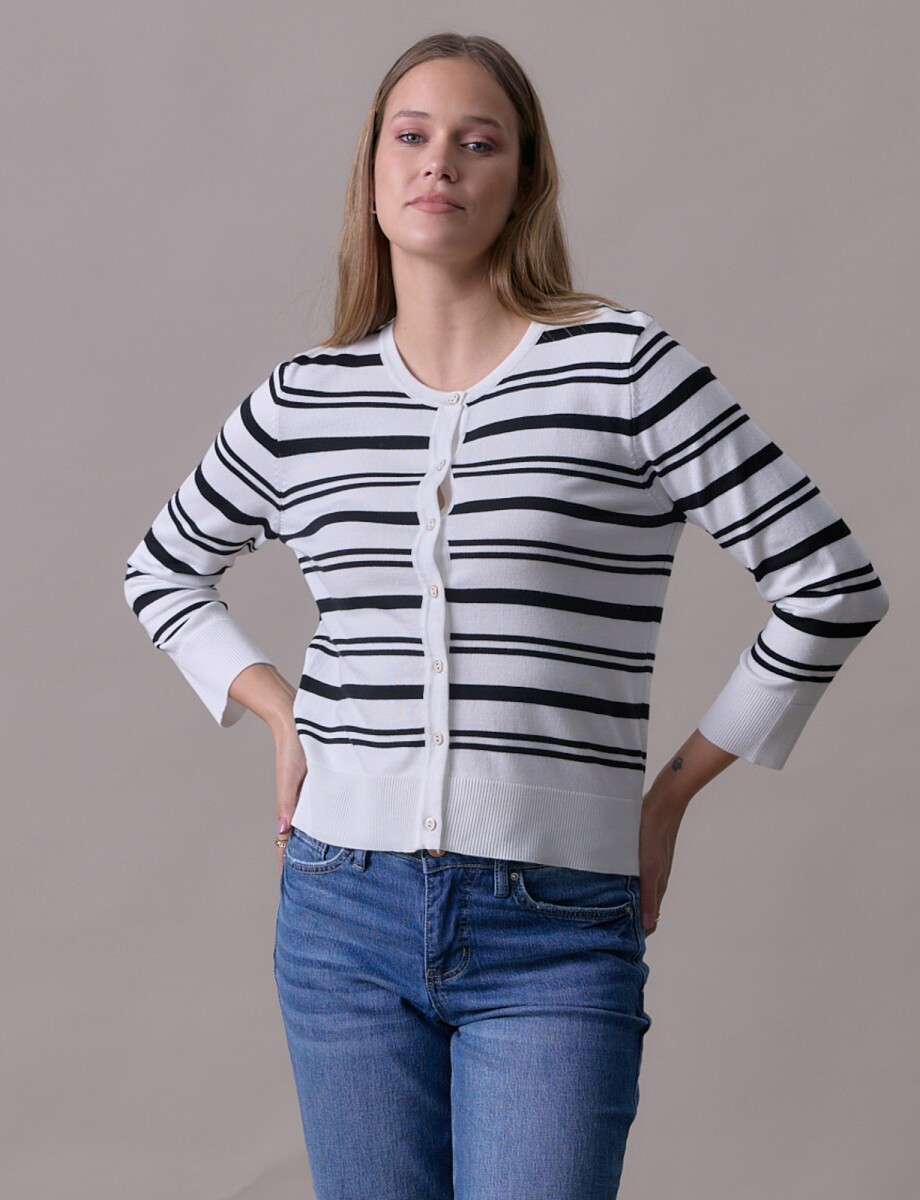 Cardigan Lineas - Blanco/negro 