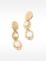 Pendientes Largos Redondos Con Perlas dorado