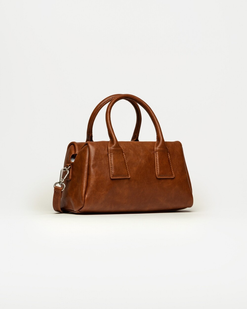 Cartera de mano Call en efecto cuero liso Tabaco