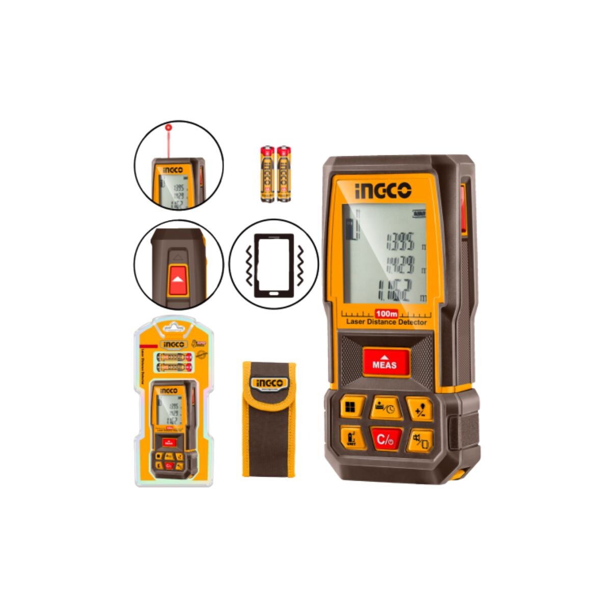 MEDIDOR DE DISTANCIA LASER C/ESTUCHE INGCO Medidor De Distancia Laser C/estuche Ingco