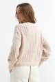 Cardigan escote V calado BEIGE