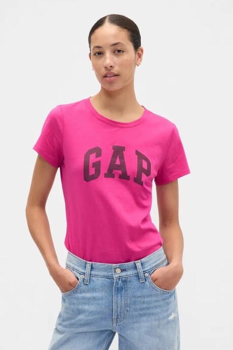 Remera Logo Gap Mujer Bright Fuchsia