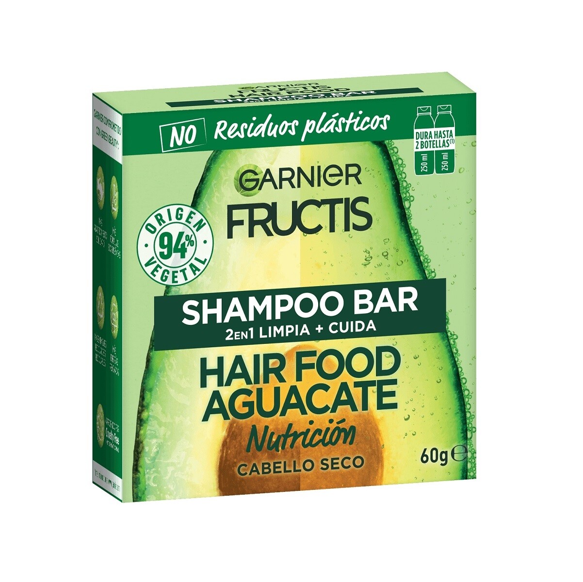 Shampoo En Barra Fructis Hair Food Aguacate 60 Grs. 