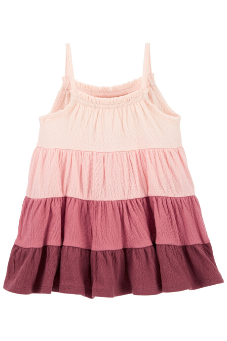 Vestido de jersey arrugado, escalonado, con tirantes Sin color